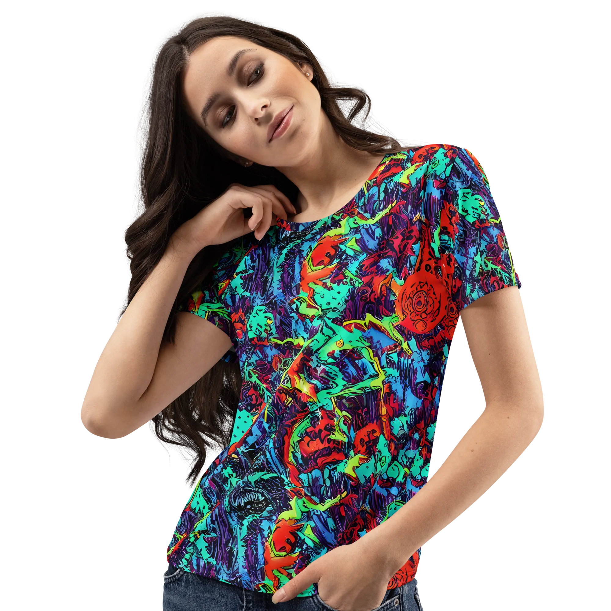Neon Bog on Women's Crew Neck T-Shirt — Left Front