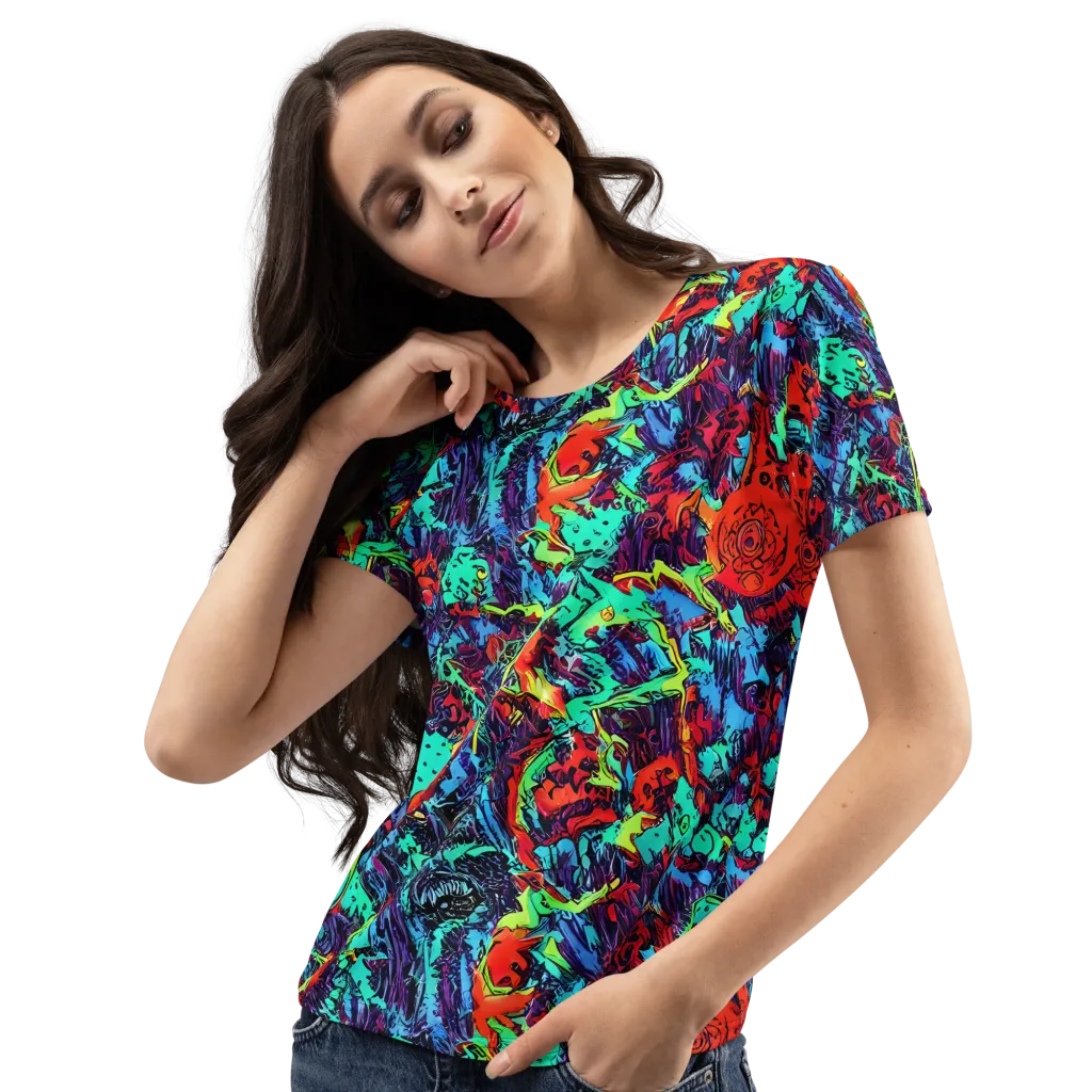 Neon Bog on Women's Crew Neck T-Shirt — Left Front