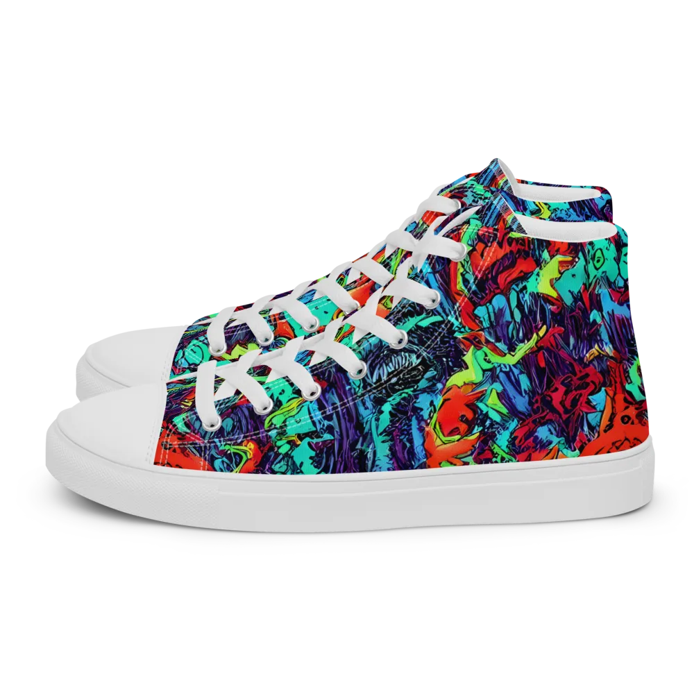 Neon Bog on Women's High Top Canvas Shoes — Left