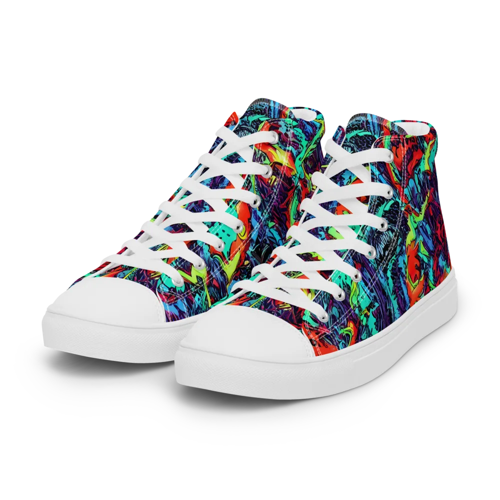 Neon Bog on Women's High Top Canvas Shoes — Left Front