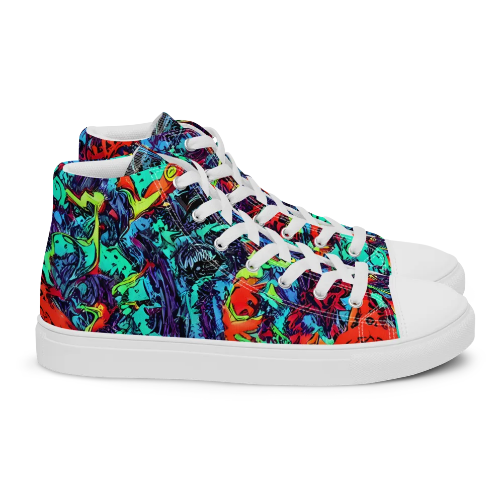 Neon Bog on Women's High Top Canvas Shoes — Right