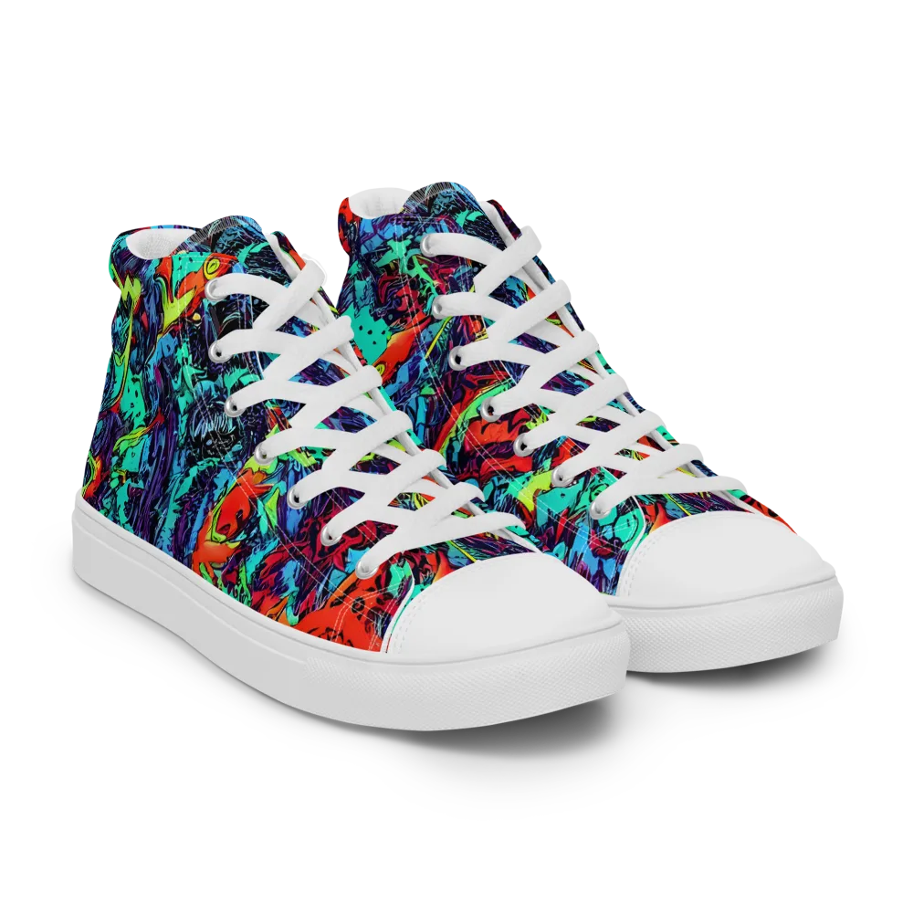 Neon Bog on Women's High Top Canvas Shoes — Right Front
