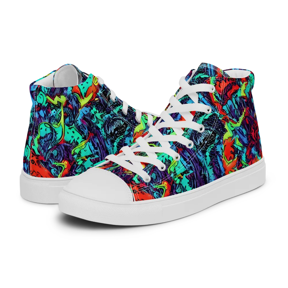Neon Bog on Women's High Top Canvas Shoes — Left