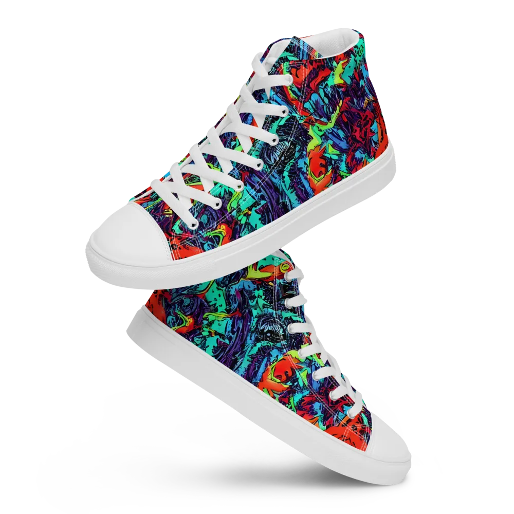 Neon Bog on Women's High Top Canvas Shoes — Front