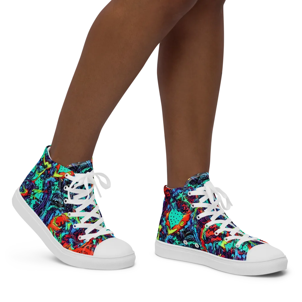 Neon Bog on Women's High Top Canvas Shoes — Right