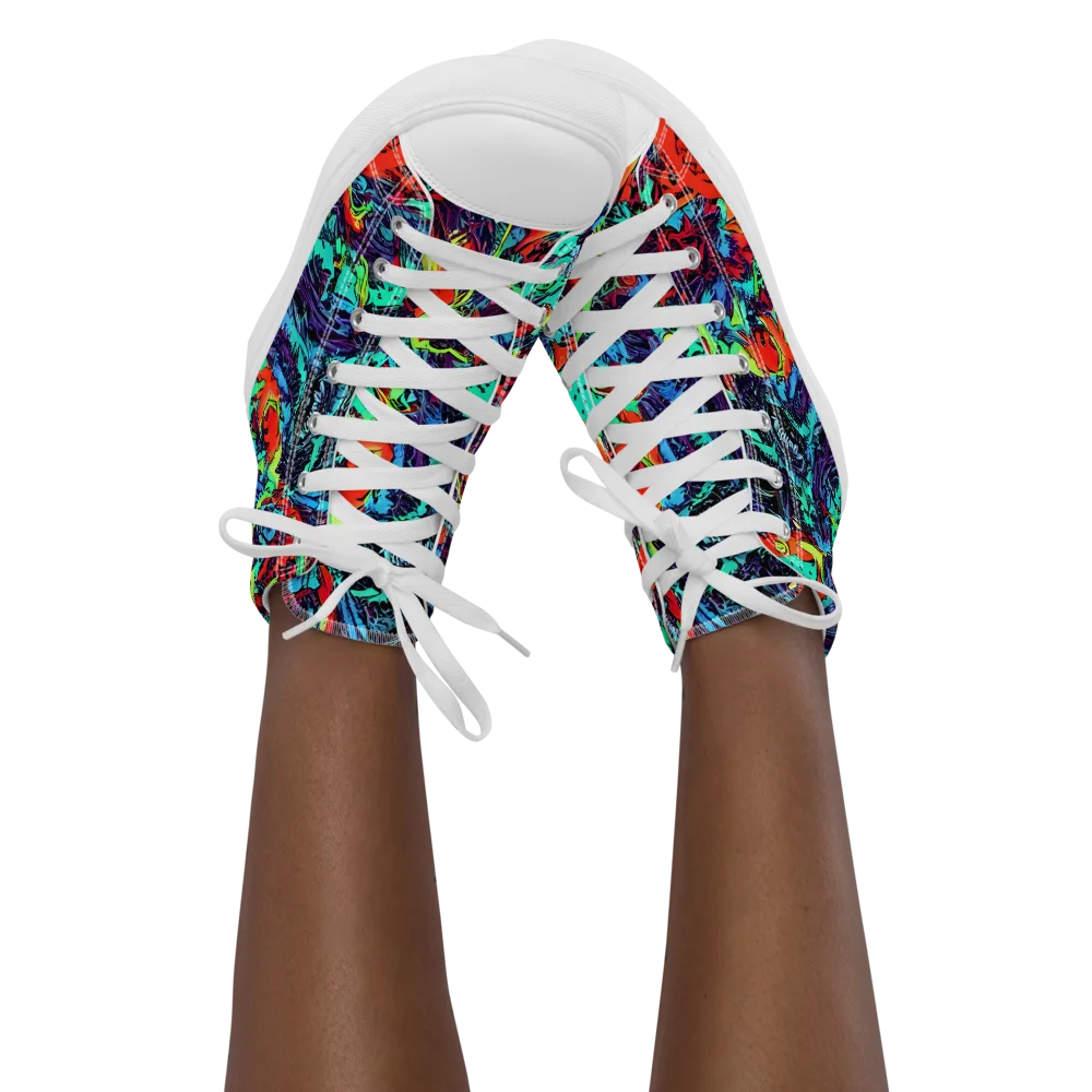 Neon Bog on Women's High Top Canvas Shoes — Front