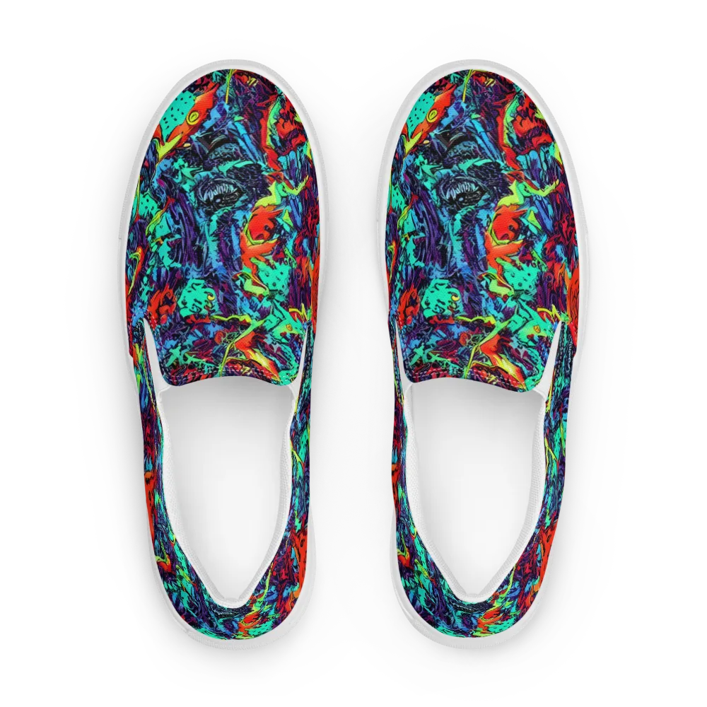 Neon Bog on Men's Slip-On Canvas Shoes — Front