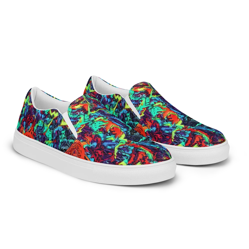 Neon Bog on Men's Slip-On Canvas Shoes — Right Front