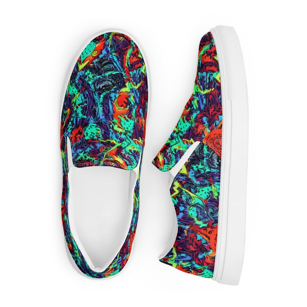 Neon Bog on Men's Slip-On Canvas Shoes — Front