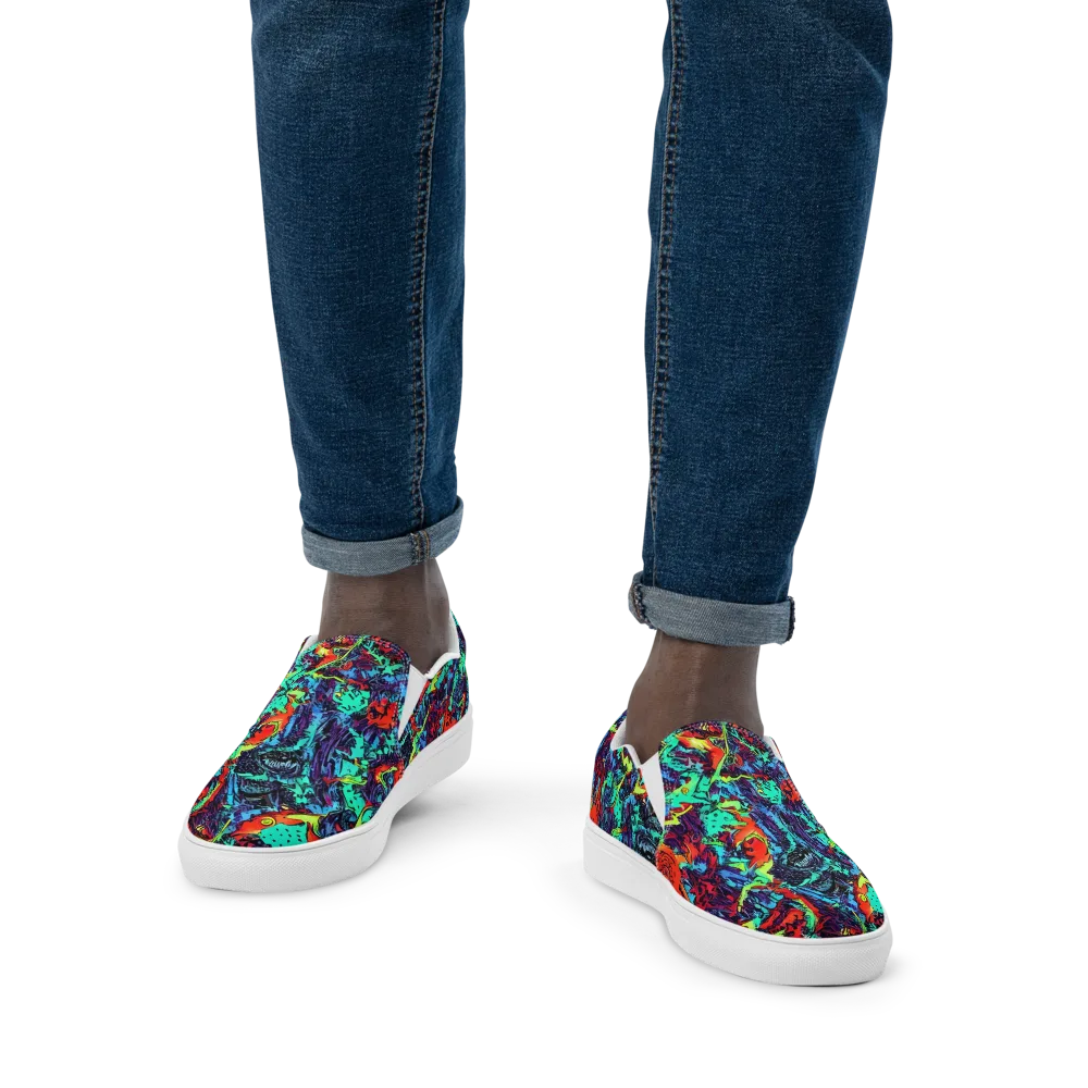 Neon Bog on Men's Slip-On Canvas Shoes — Front
