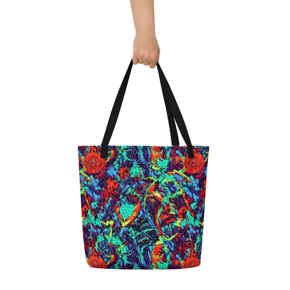 Neon Bog on Large Tote Bag W/ Pocket — Front