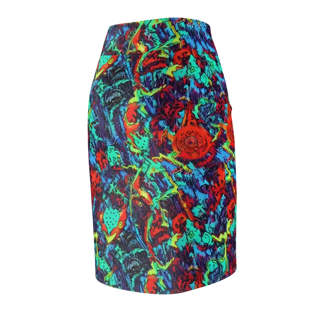 Neon Bog on Pencil Skirt — Back Side