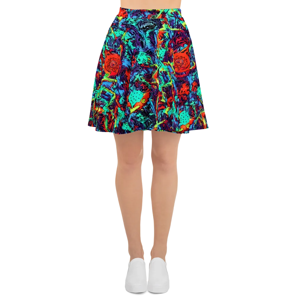 Neon Bog on Skater Skirt — Front