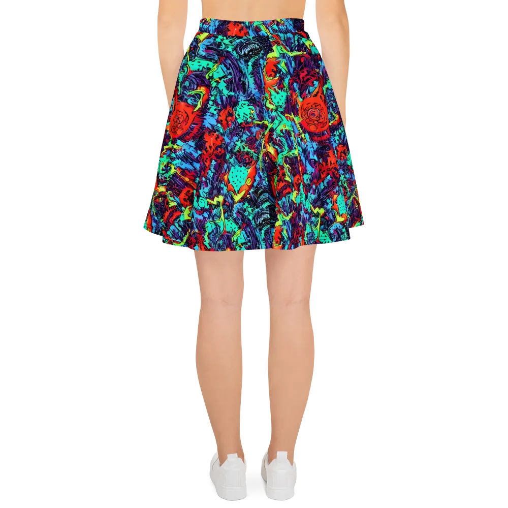 Neon Bog on Skater Skirt — Back