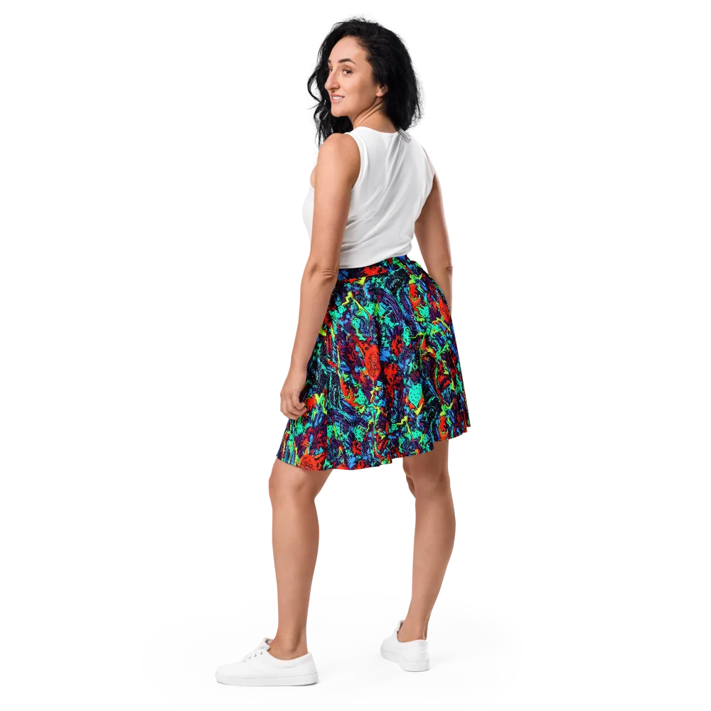 Neon Bog on Skater Skirt — Back