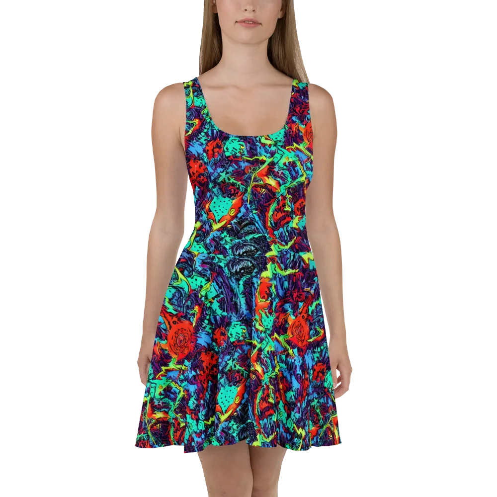 Neon Bog on Skater Dress — Front