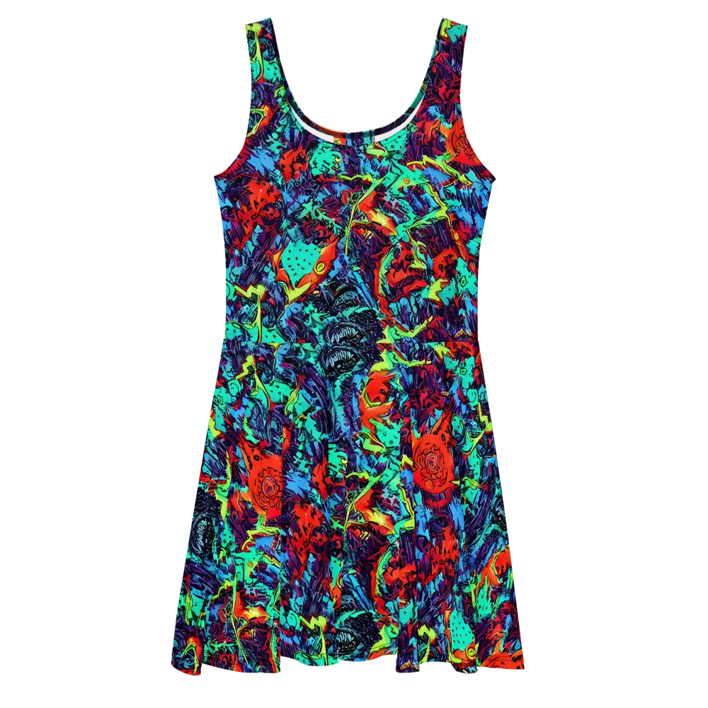 Neon Bog on Skater Dress — Front