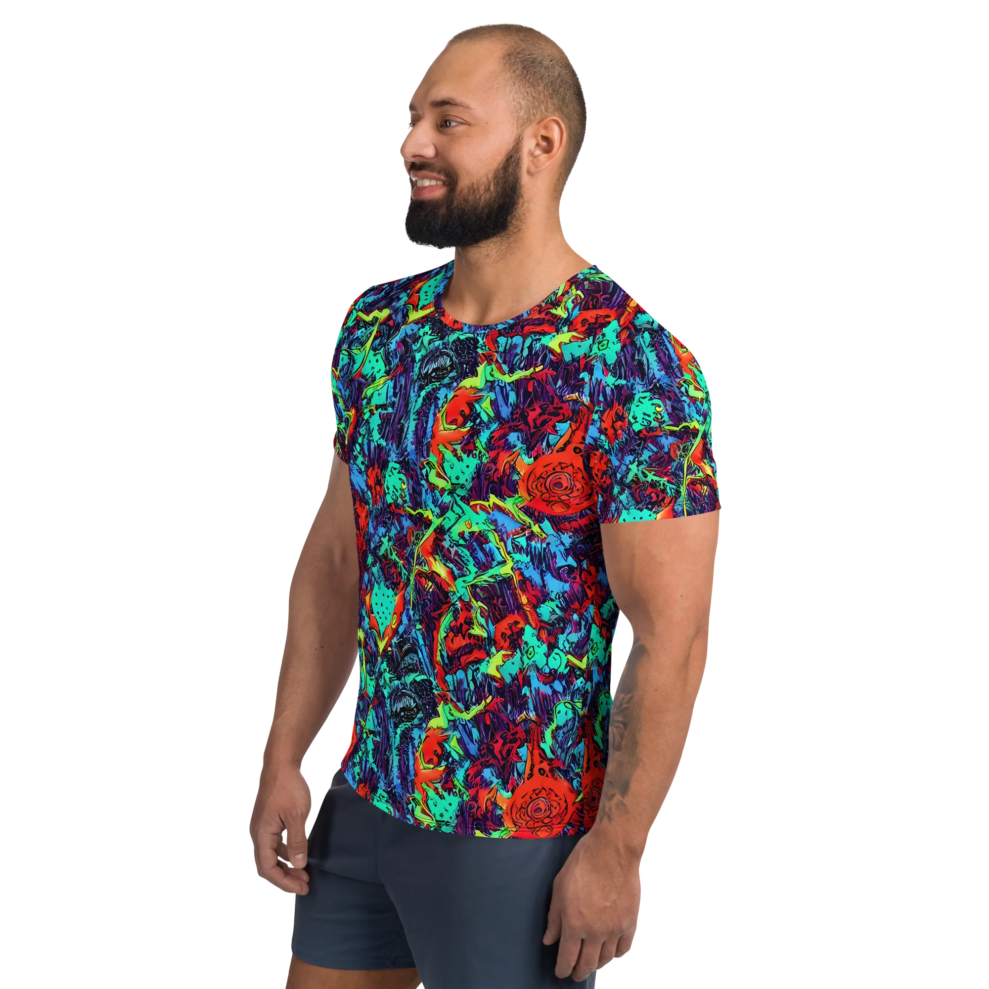 Neon Bog on Men's Athletic T-Shirt — Left