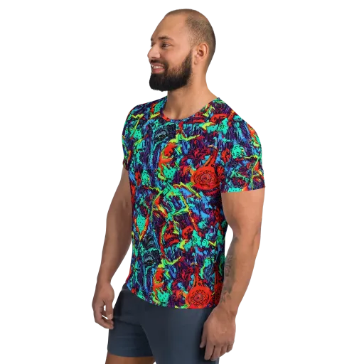 Neon Bog on a Men's Athletic T-Shirt