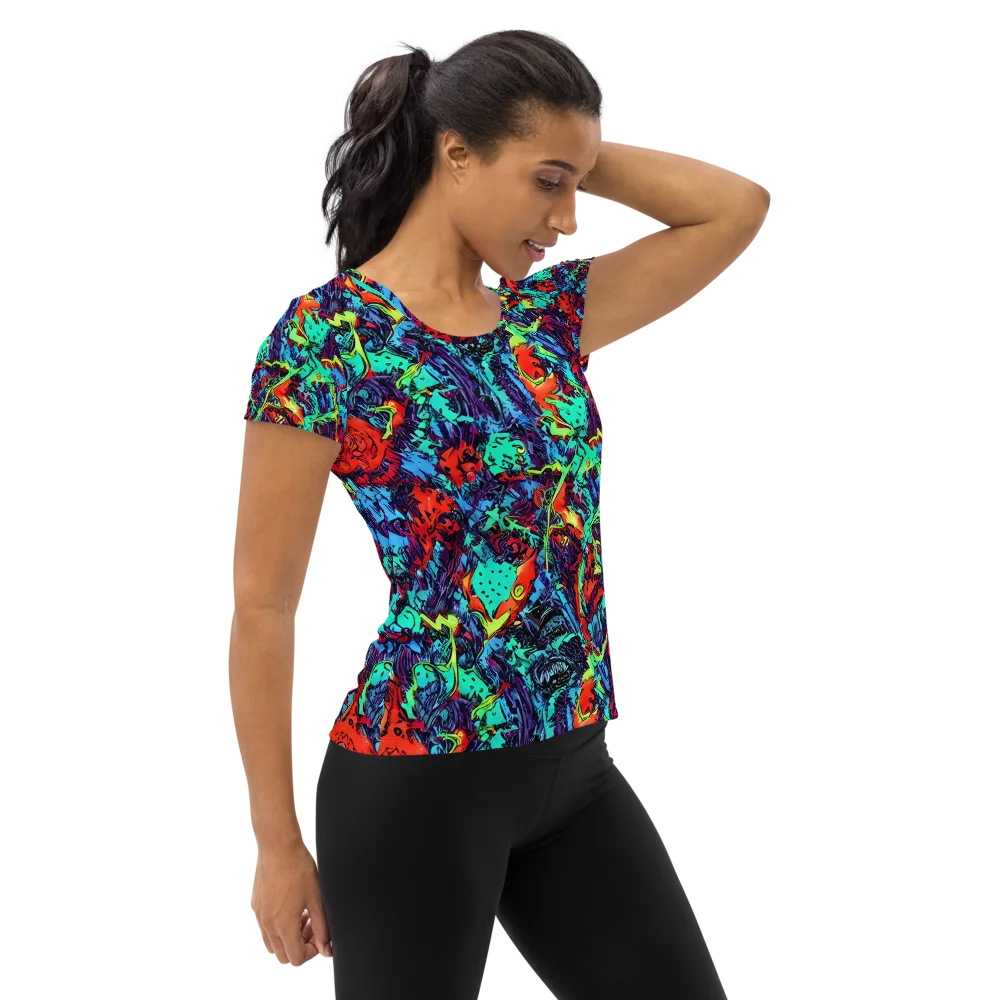 Neon Bog on Women's Athletic T-Shirt — Right