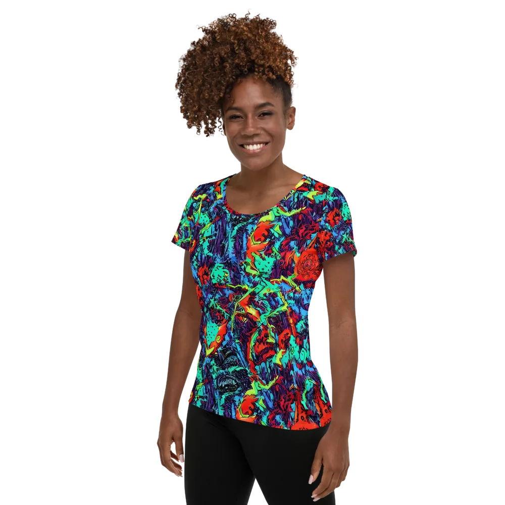 Neon Bog on Women's Athletic T-Shirt — Left