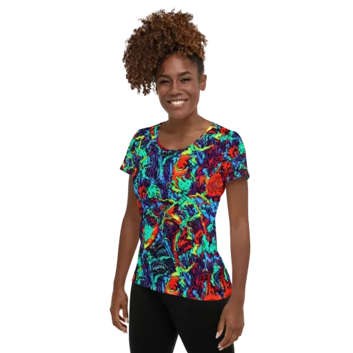 Neon Bog on a Women's Athletic T-Shirt