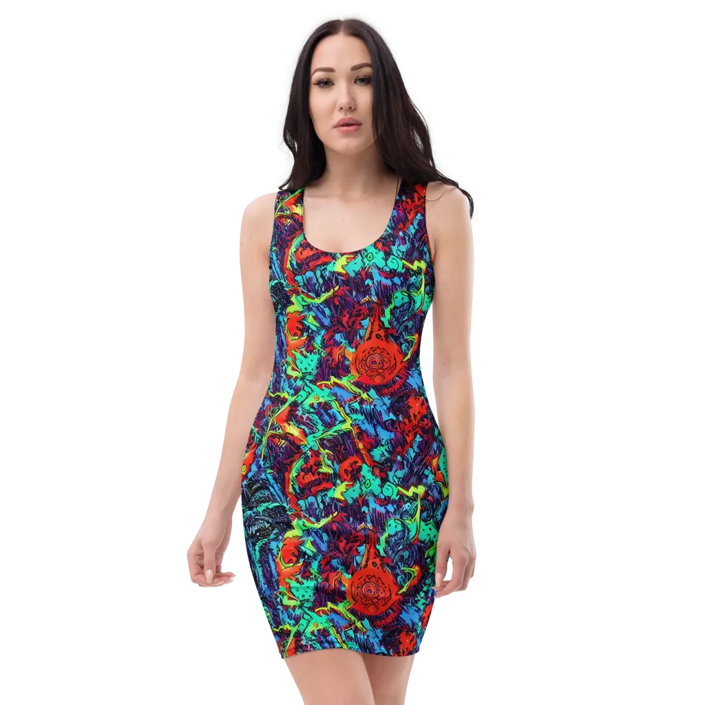 Neon Bog on Bodycon Dress — Front