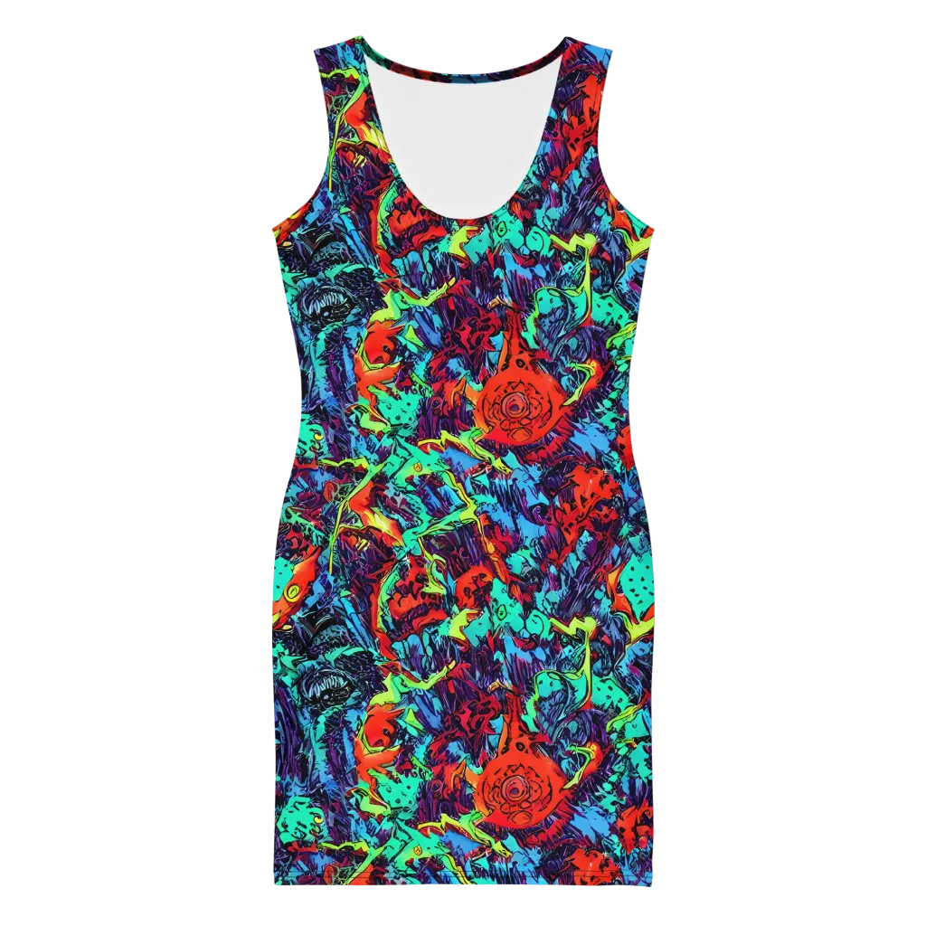 Neon Bog on Bodycon Dress — Front