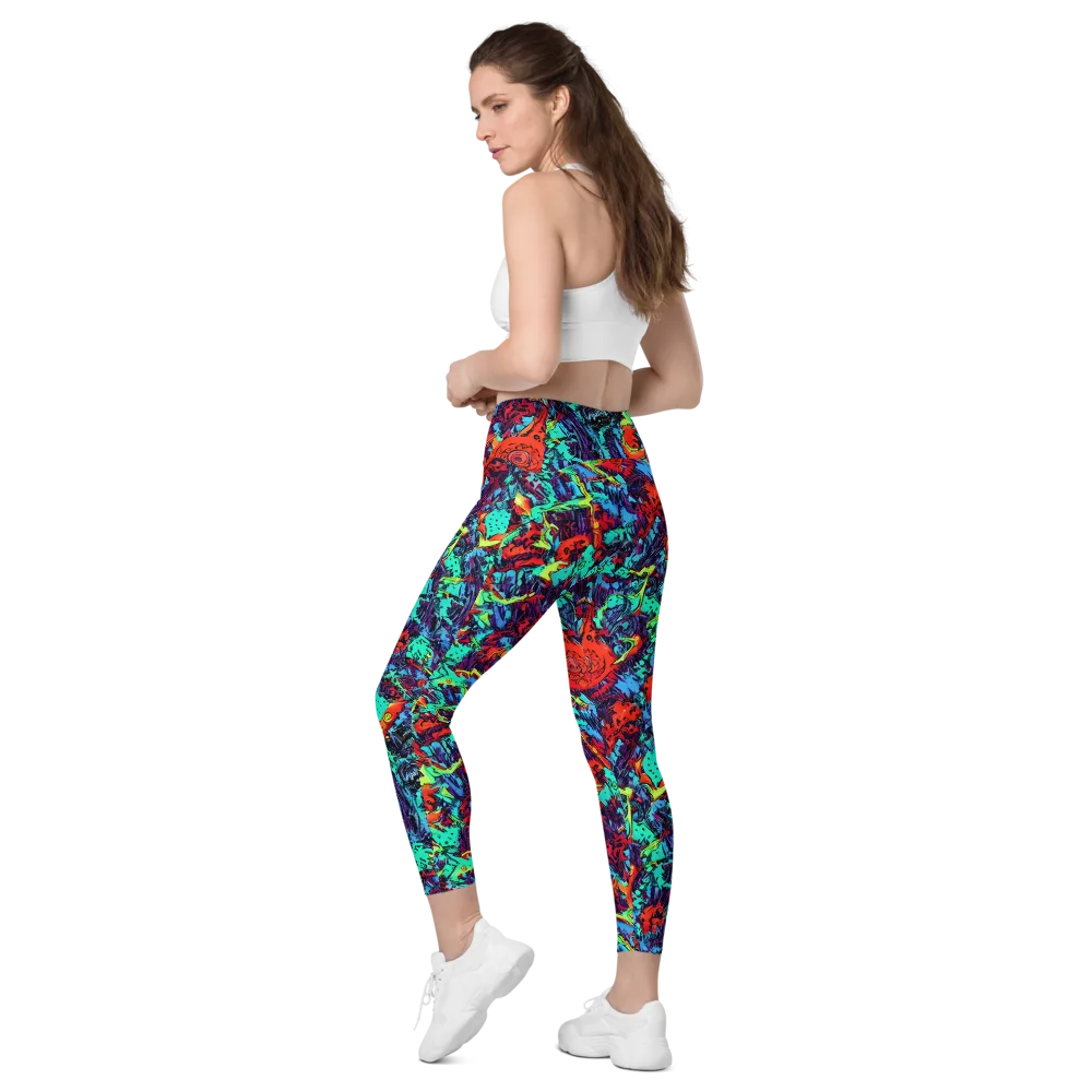 Neon Bog on Leggings with Pockets — Left Back