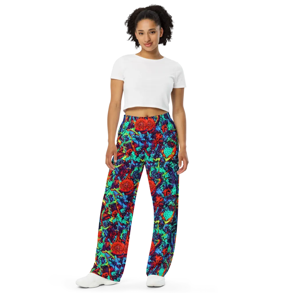 Neon Bog on Wide-Leg Pants — Front
