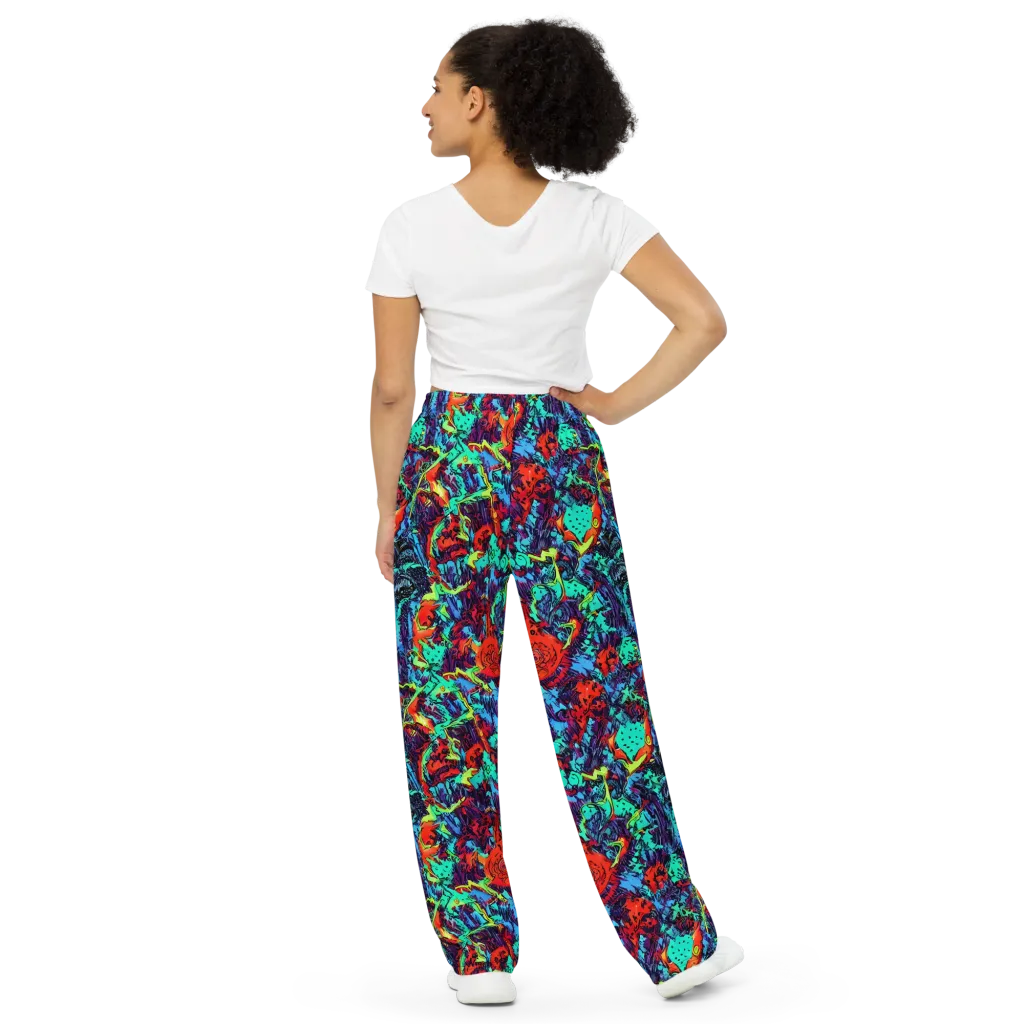 Neon Bog on Wide-Leg Pants — Back