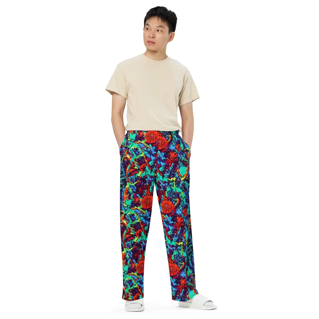 Neon Bog on Wide-Leg Pants — Front