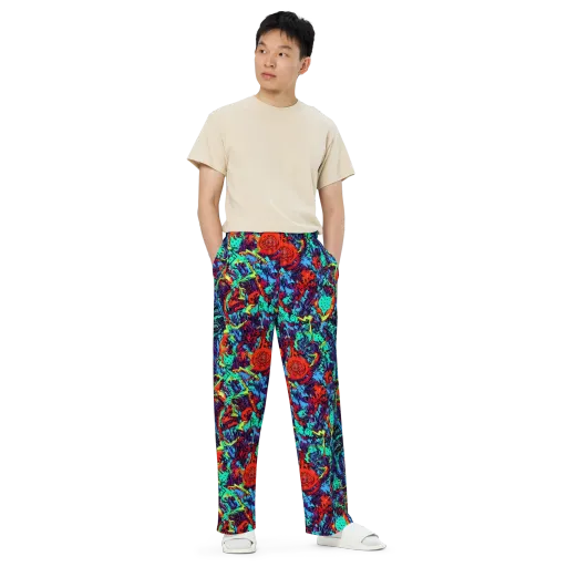 Neon Bog on a Wide-Leg Pants