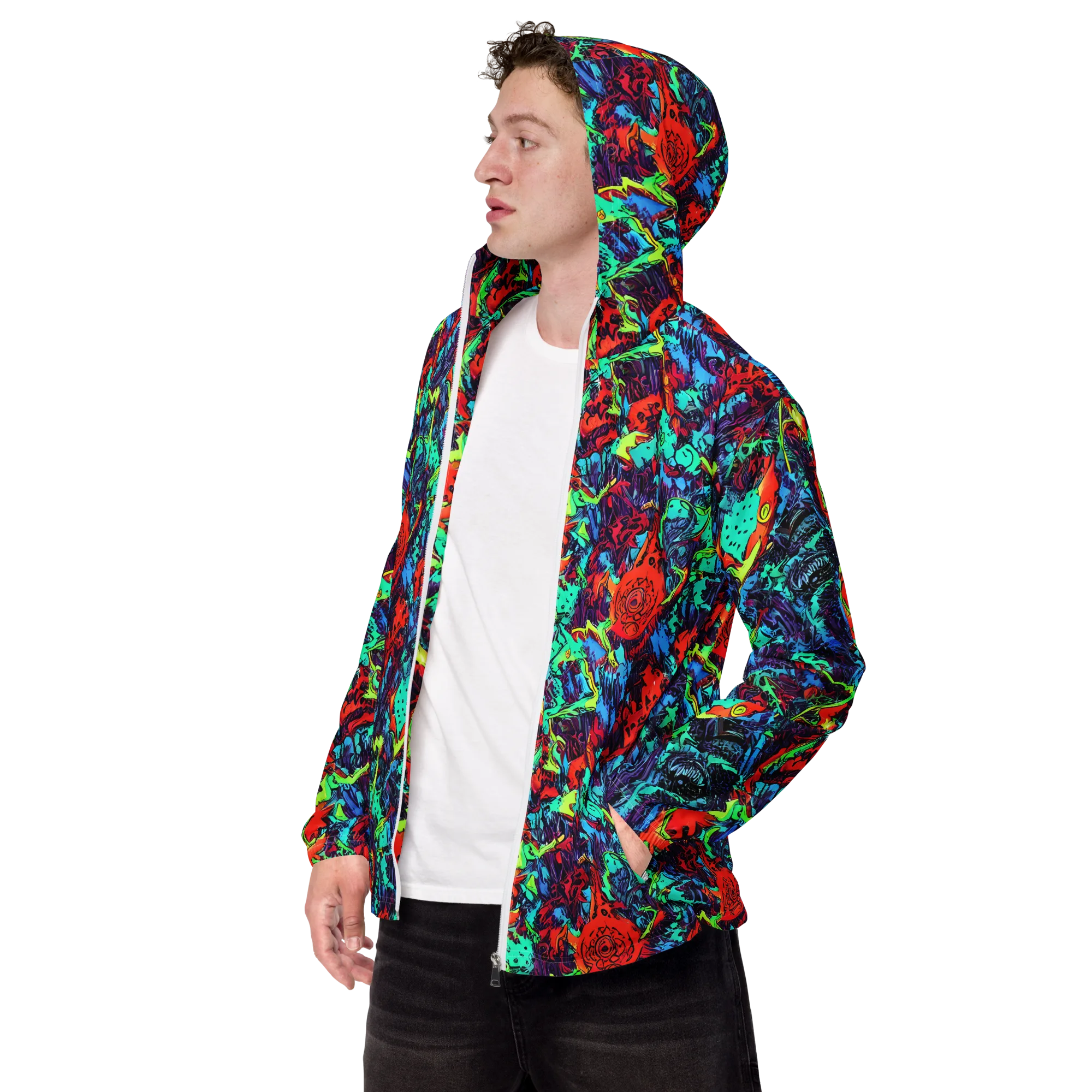 Neon Bog on Men's Windbreaker — Left Front