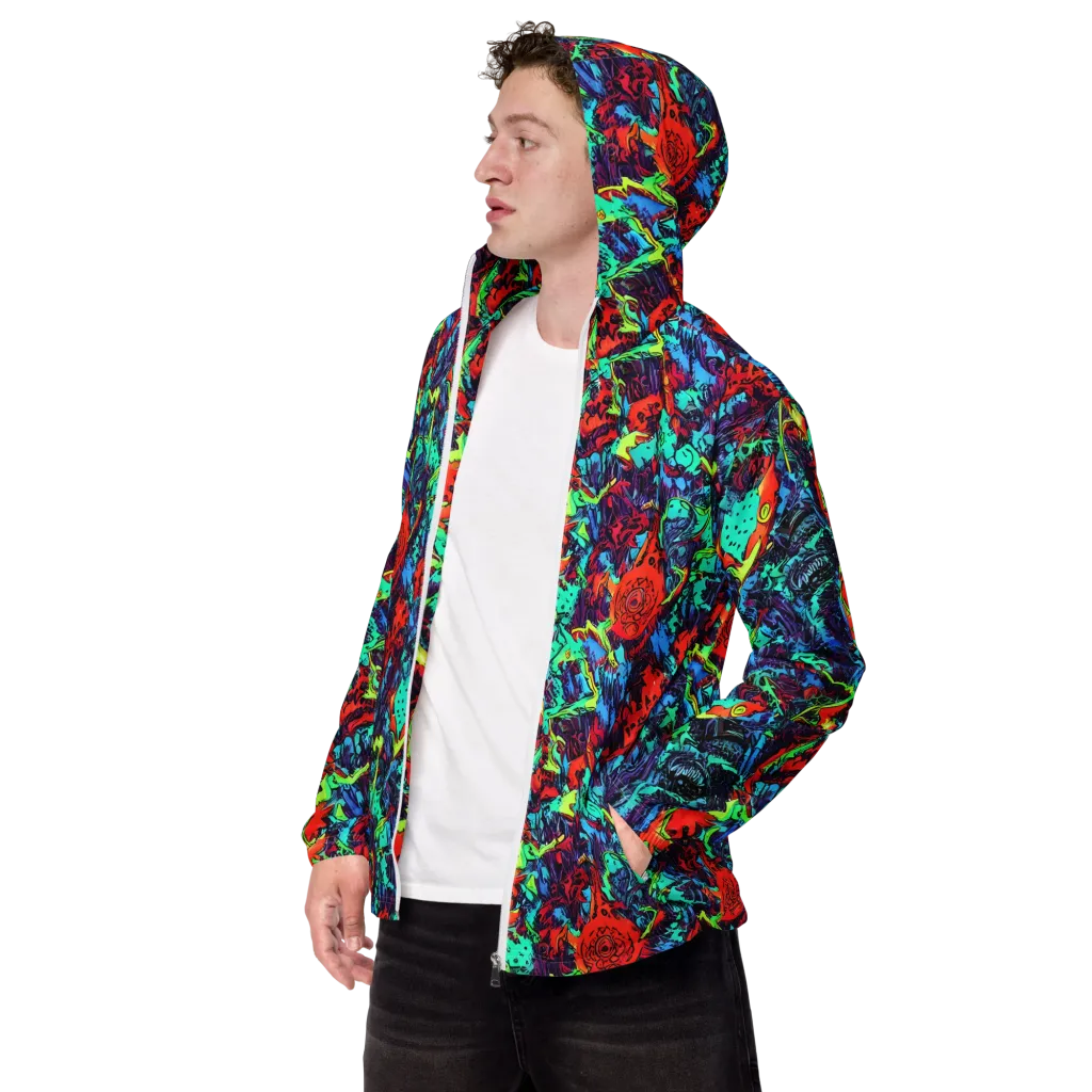 Neon Bog on Men's Windbreaker — Left Front