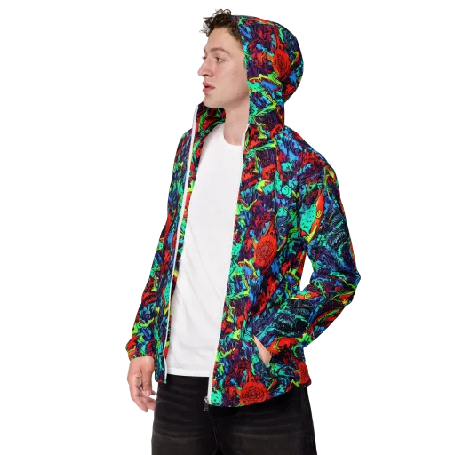 Neon Bog on a Men's Windbreaker
