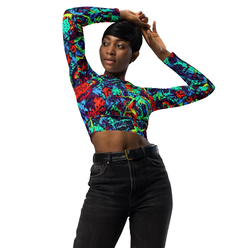 Neon Bog on Long Sleeve Crop Top — Front