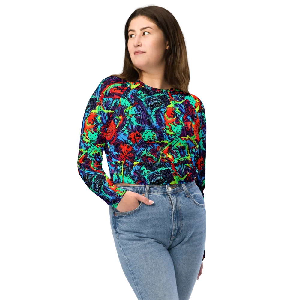 Neon Bog on Long Sleeve Crop Top — Front
