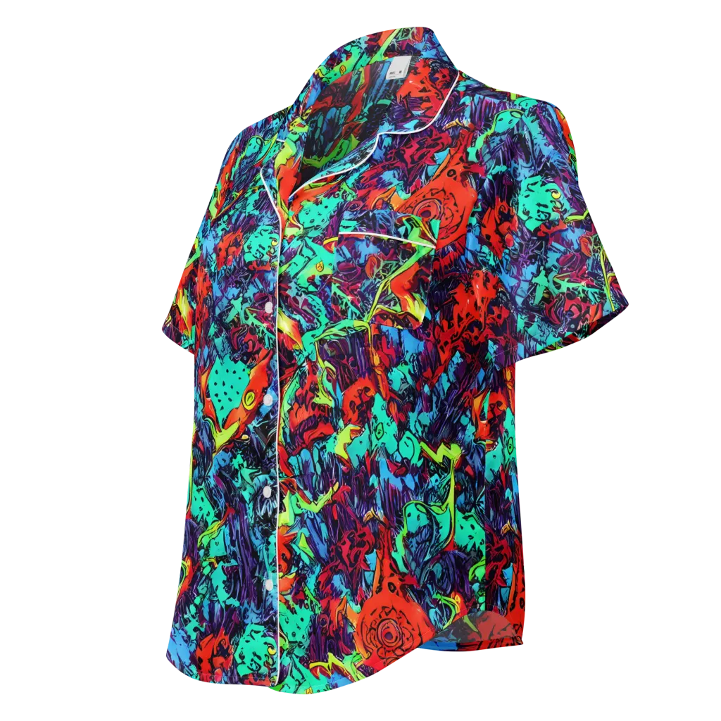 Neon Bog on Women's Short Sleeve Pajama Top — Left Front