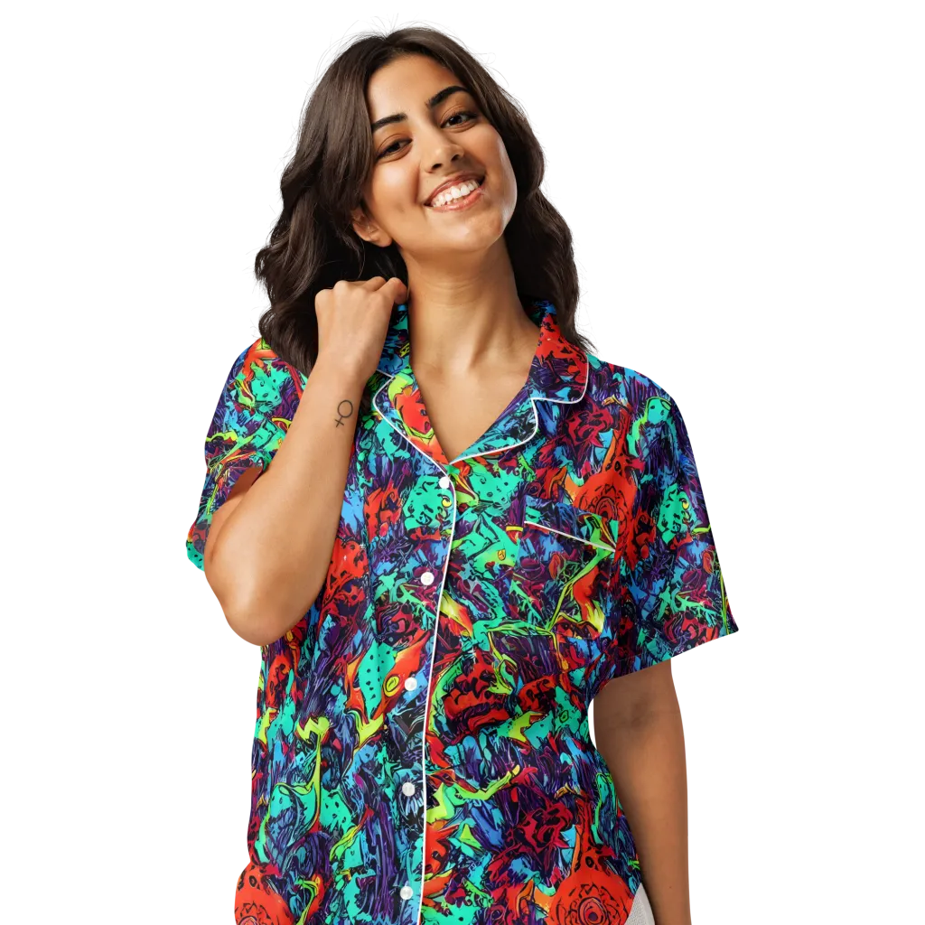 Neon Bog on Women's Short Sleeve Pajama Top — Front