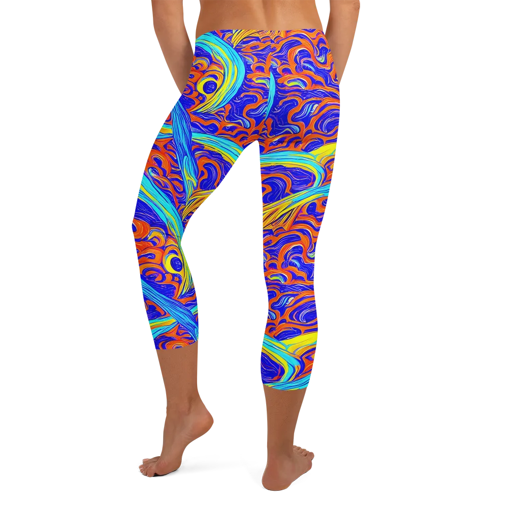 Tangerine Thunder on Capri Leggings — Back