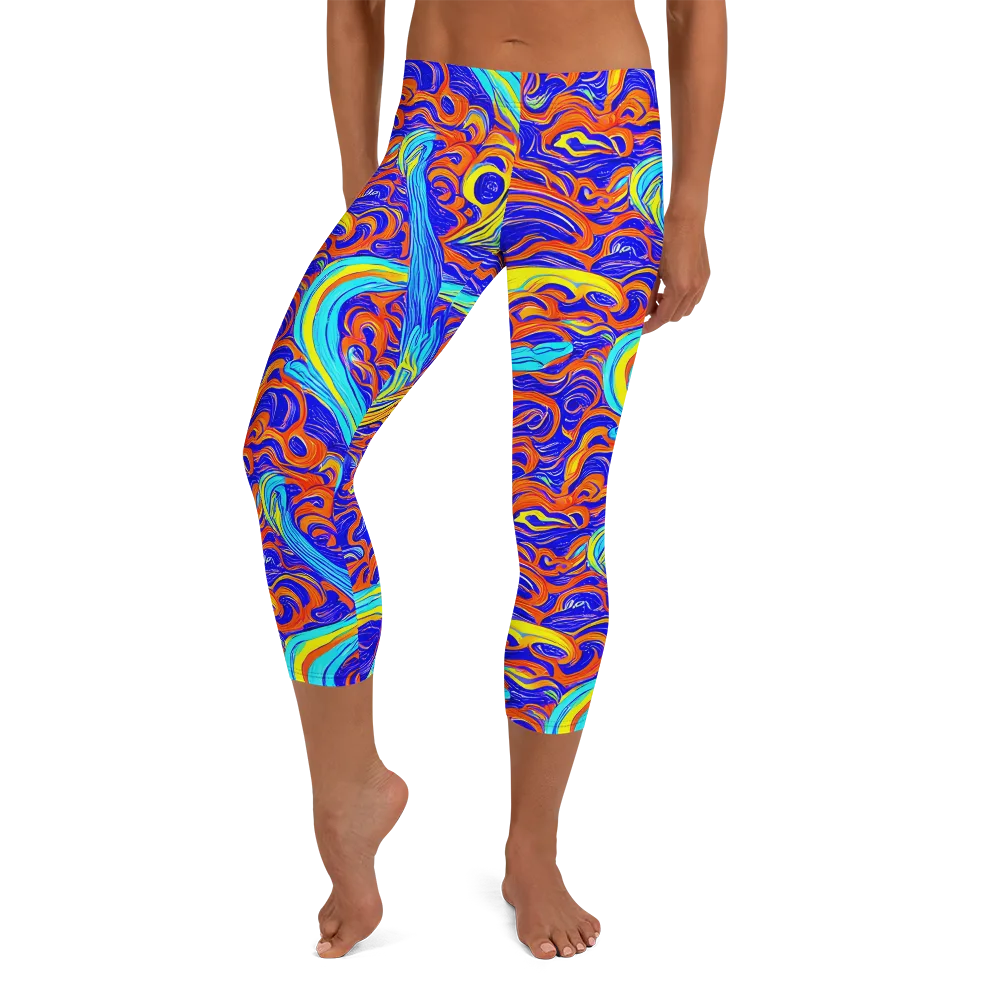 Tangerine Thunder on Capri Leggings — Front