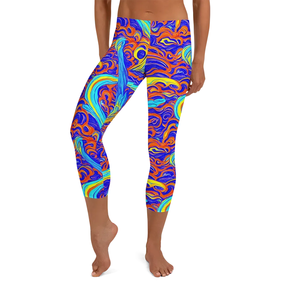 Tangerine Thunder on Capri Leggings — Front