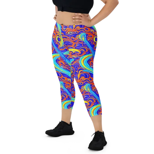Tangerine Thunder on a Capri Leggings