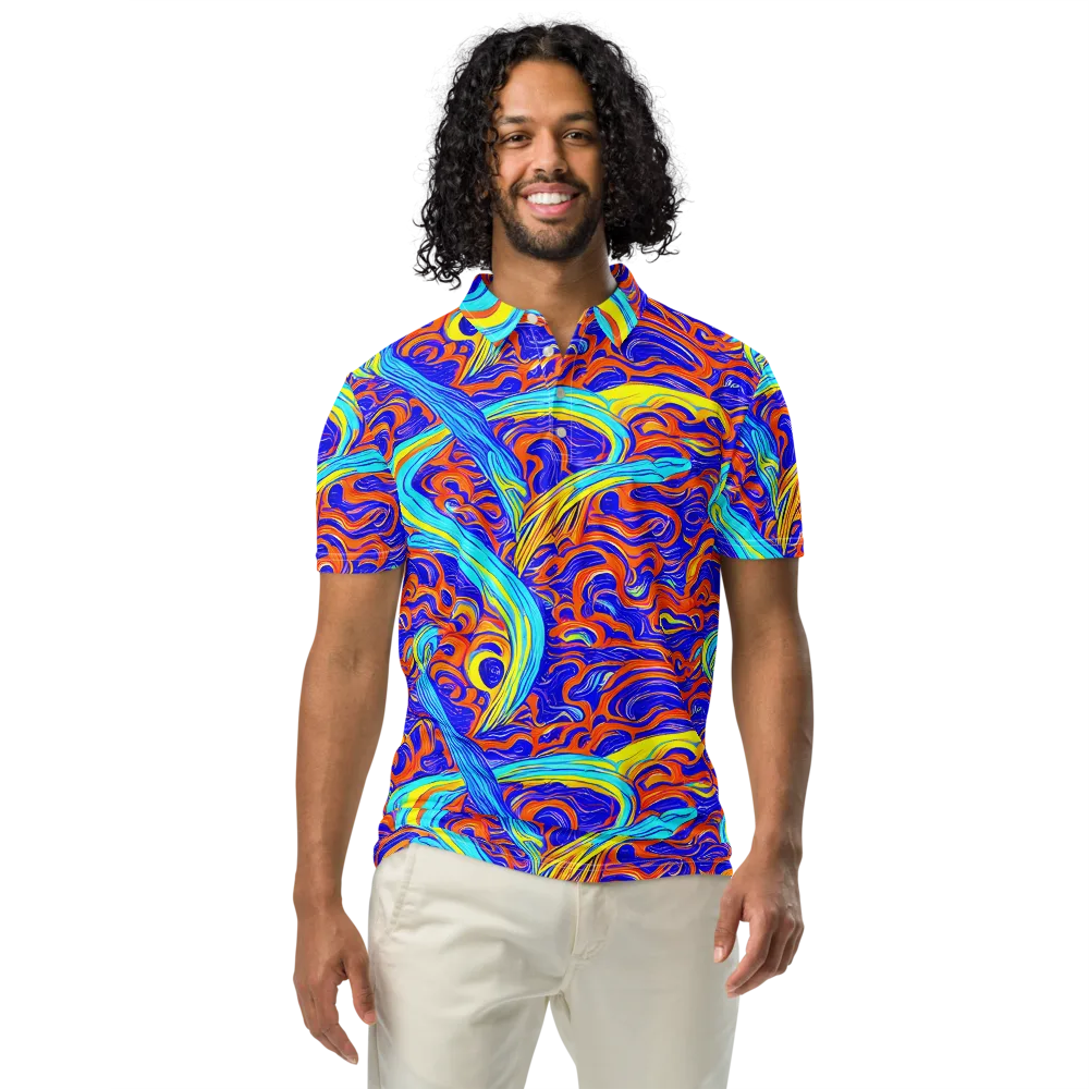 Tangerine Thunder on Men's Slim Fit Polo Shirt — Front