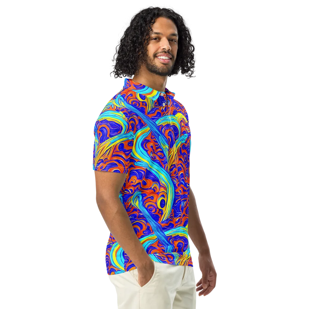 Tangerine Thunder on Men's Slim Fit Polo Shirt — Right Front