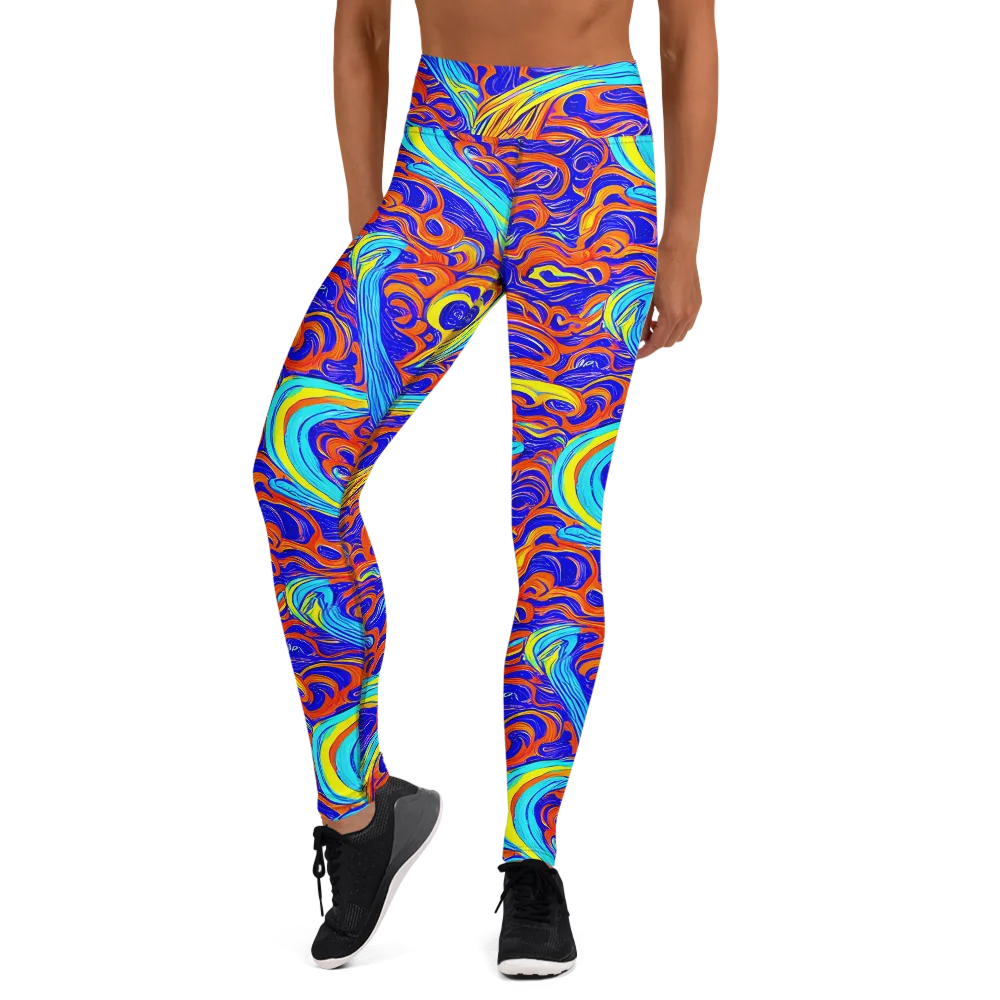 Tangerine Thunder on Yoga Leggings — Front