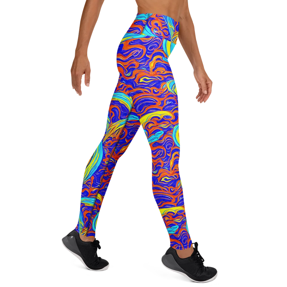 Tangerine Thunder on Yoga Leggings — Right