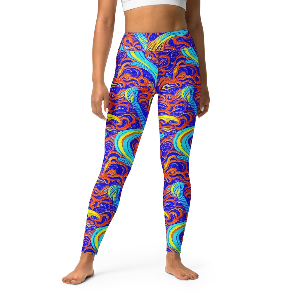 Tangerine Thunder on Yoga Leggings — Front