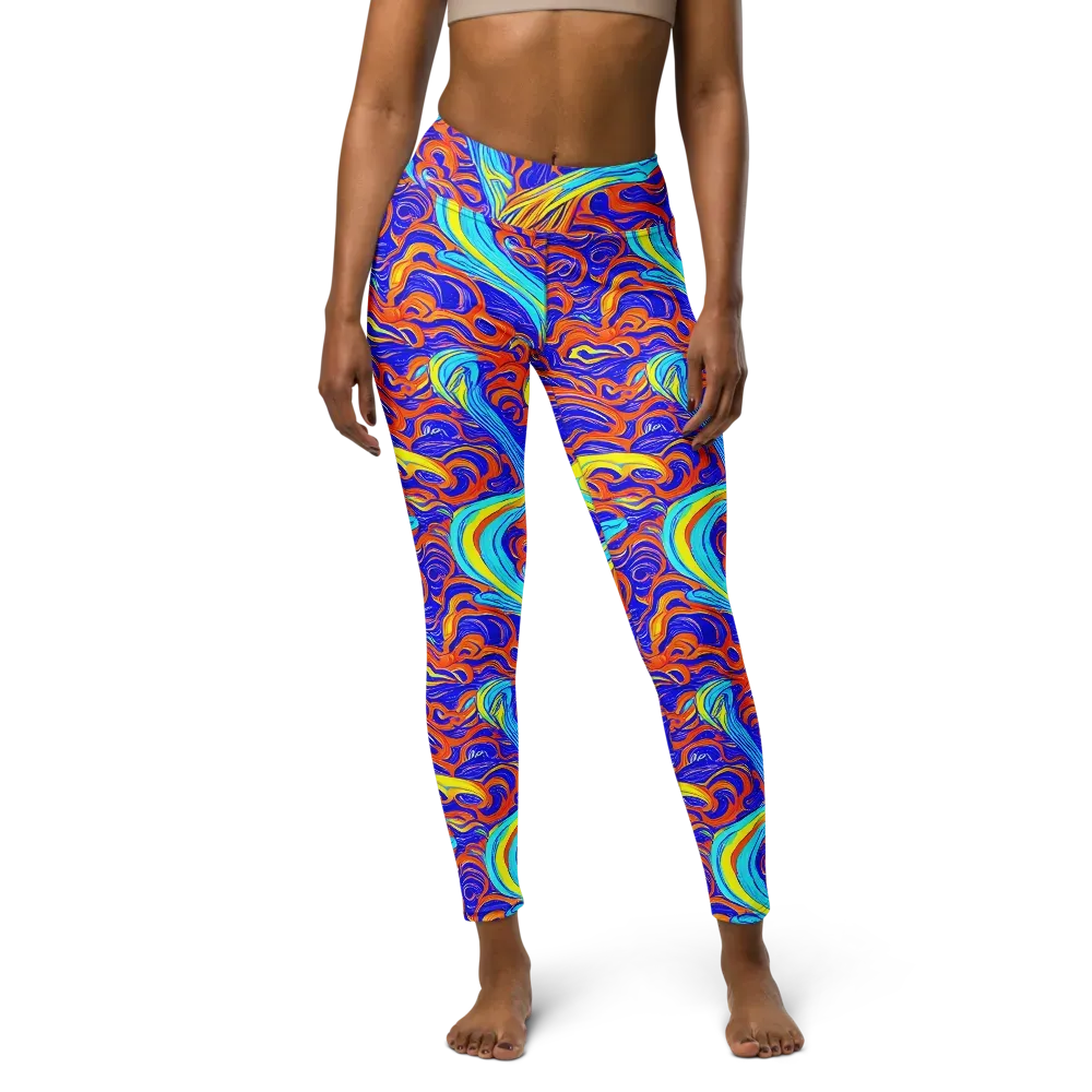 Tangerine Thunder on Yoga Leggings — Front